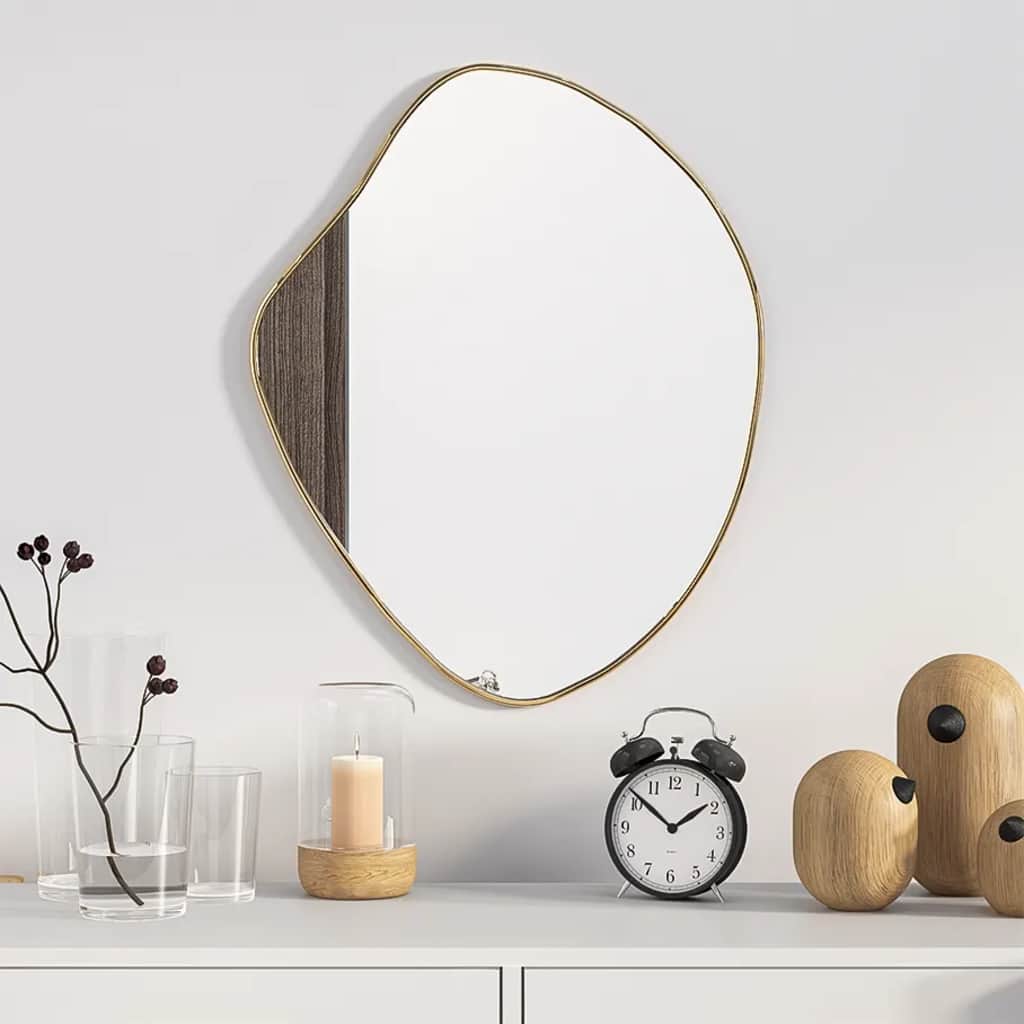 Minimalist Gold & Black Wall Mirror | Sculptural Frame | 2 Sizes