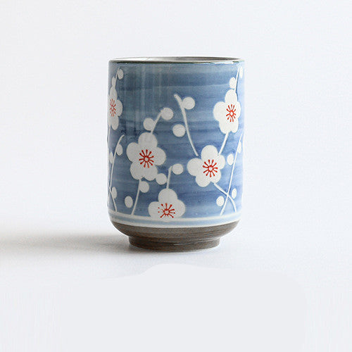 Japanese Porcelain Tea Cup – Botanical Blue & White, 330ml (Set of 2)