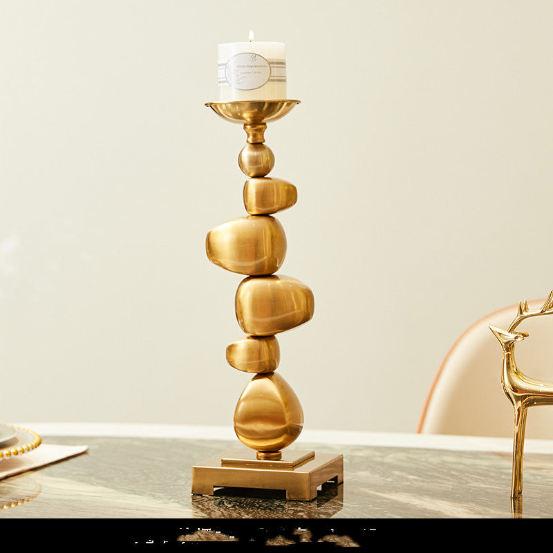 The Cairn Set – Brushed Gold Pillar Candle Holders