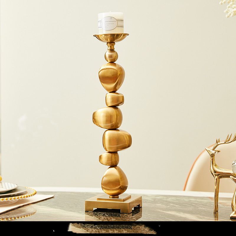 The Cairn Set – Brushed Gold Pillar Candle Holders