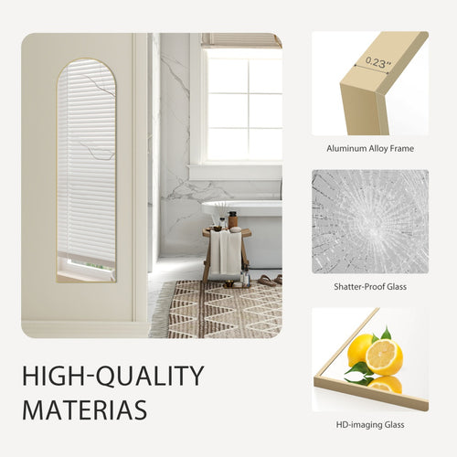 Arch Floor Mirror | Gold Full-Length Standing Mirror, 56×15"