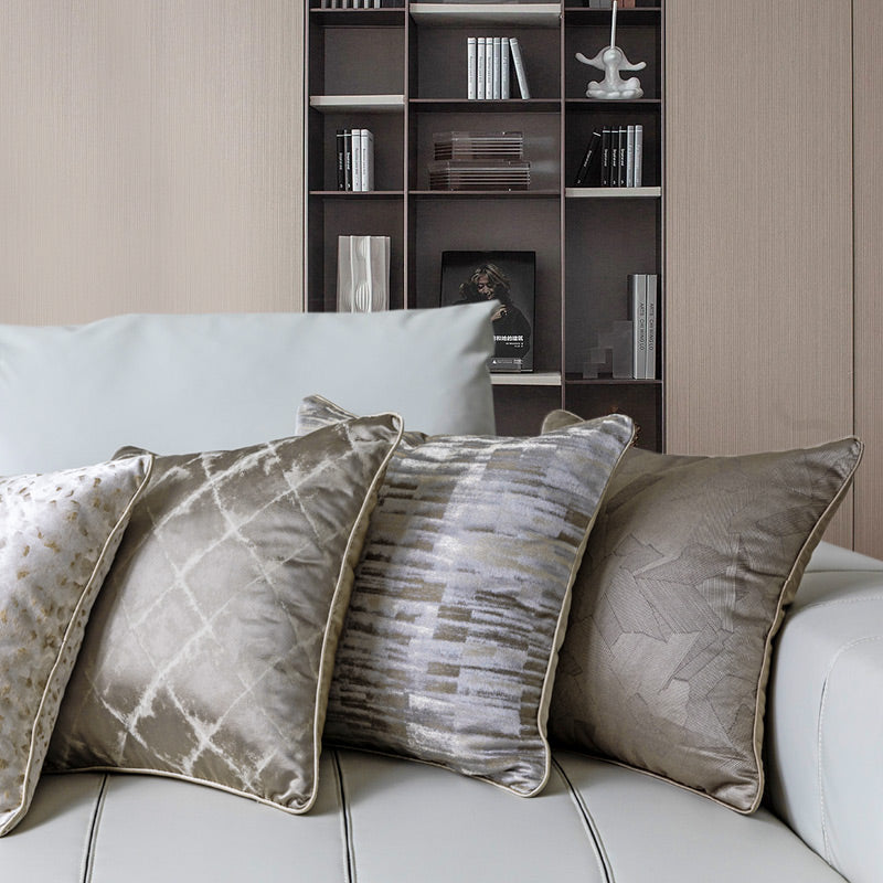 Woven Jacquard Throw Pillow Cover — Muted Earthy Tones | Modern Sofa Cushion for Living Room