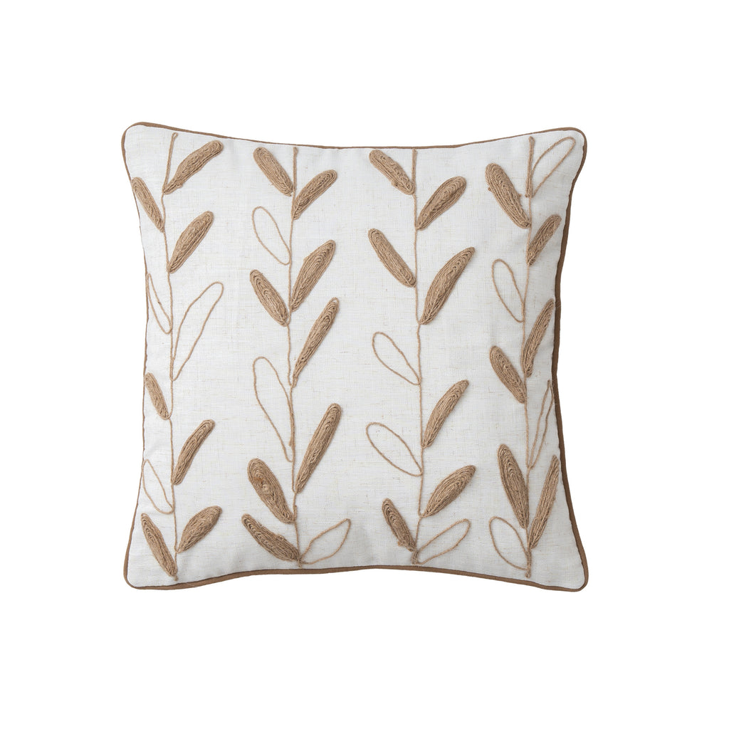 Harvest Leaf — Embroidered Throw Pillow Cover