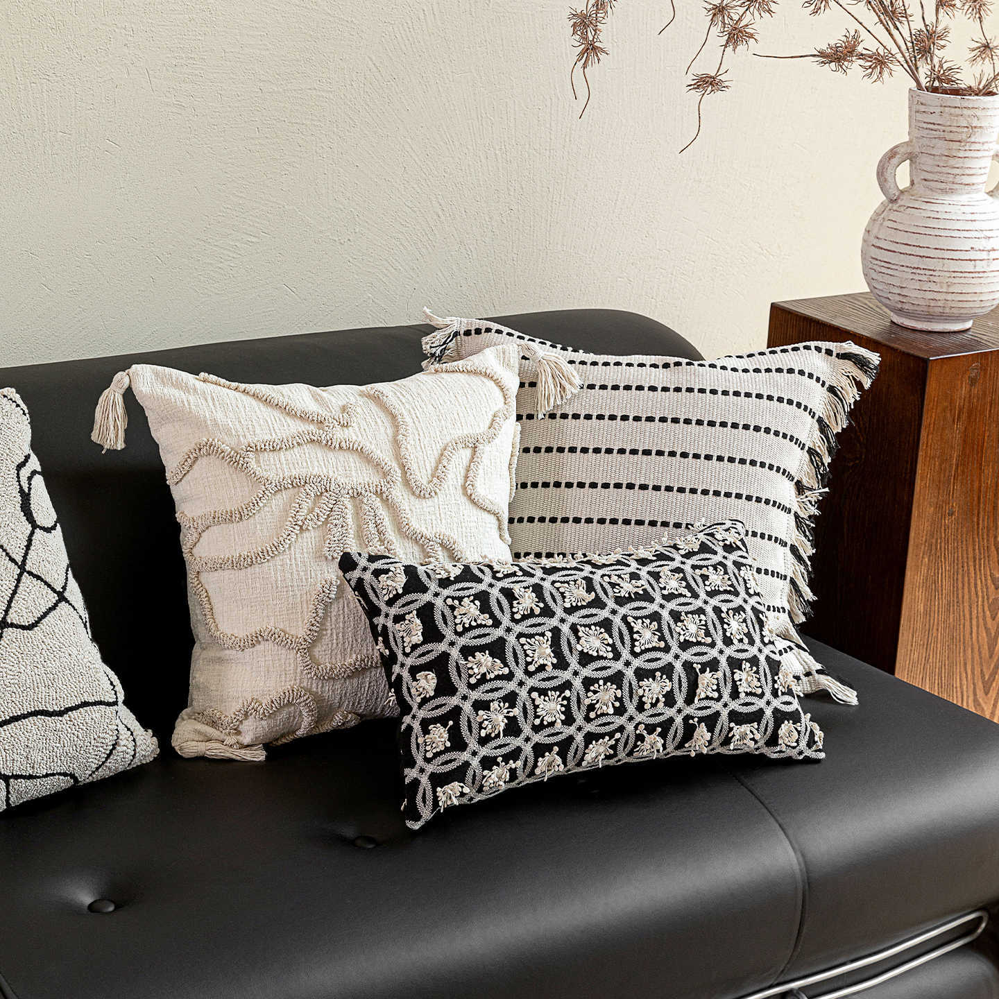 Embroidered Tassel Throw Pillow Cover | Luxury Decorative Sofa & Bedroom Cushion, 45x45cm