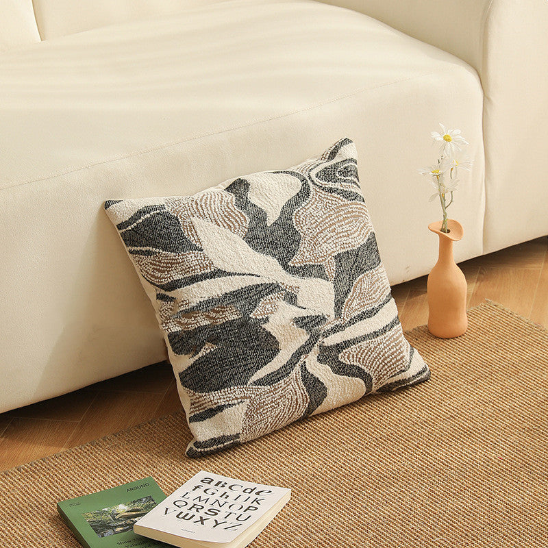 The Ebony Leaf Pillow — Botanical Jacquard Throw Pillow
