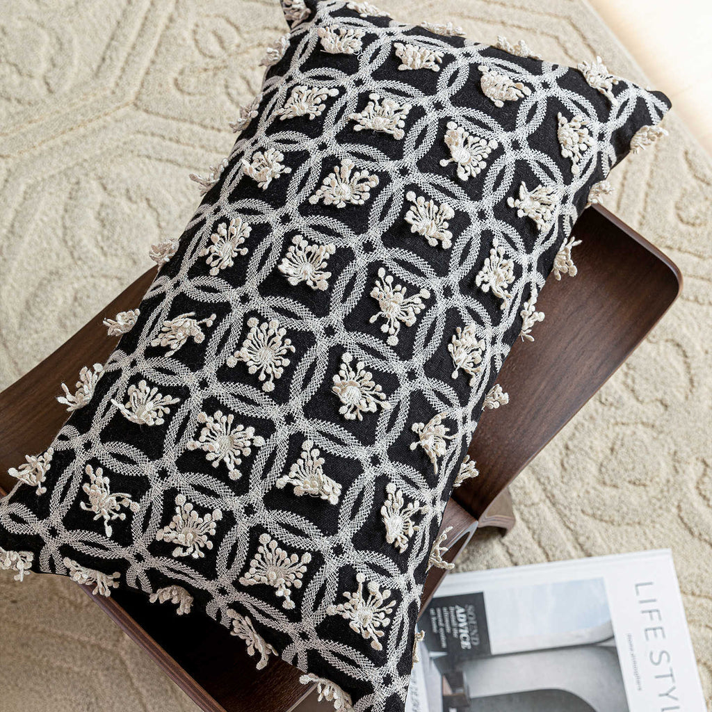 Embroidered Tassel Throw Pillow Cover | Luxury Decorative Sofa & Bedroom Cushion, 45x45cm