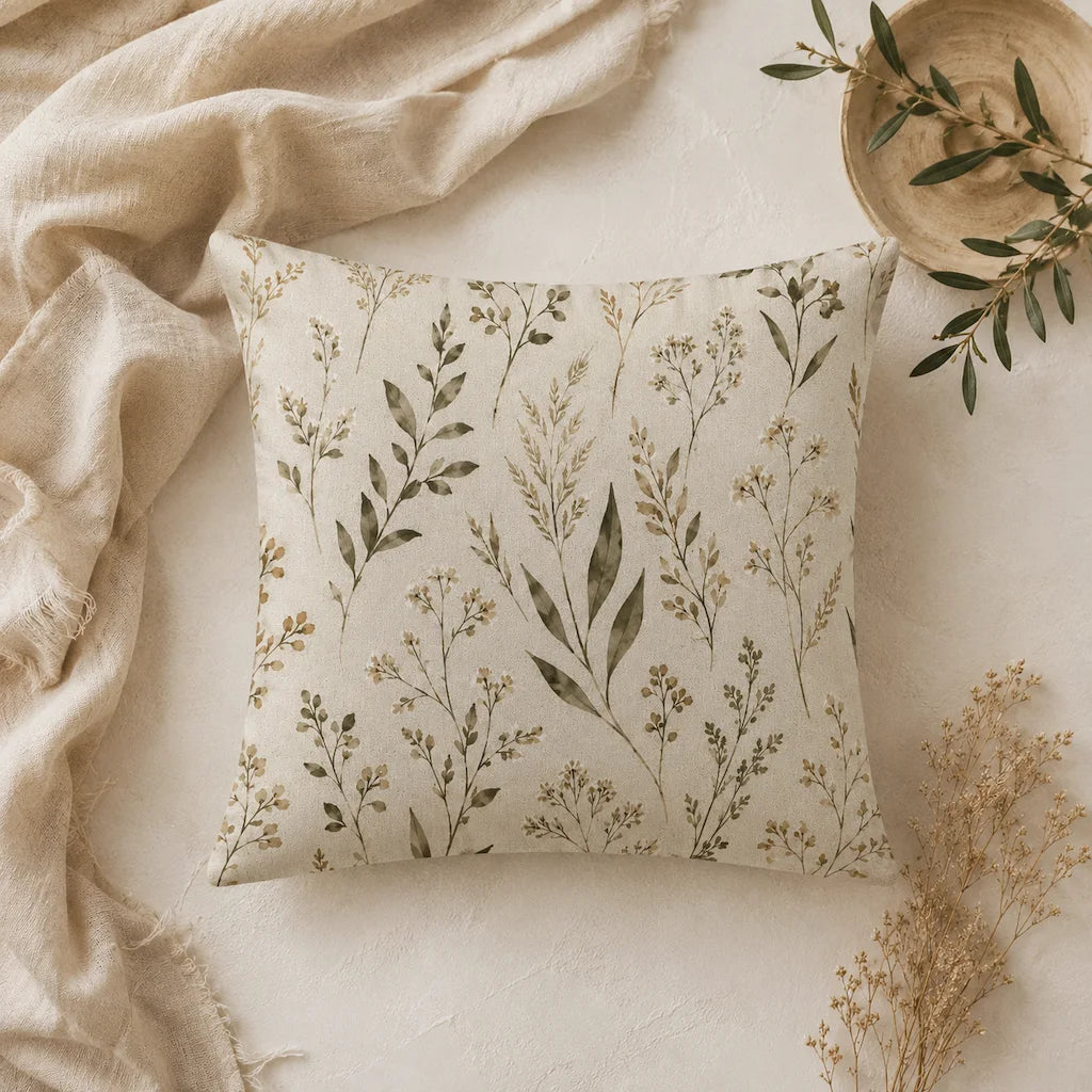 Wild Grove 22x22 inch Throw Pillow | Watercolor Botanical Pillow