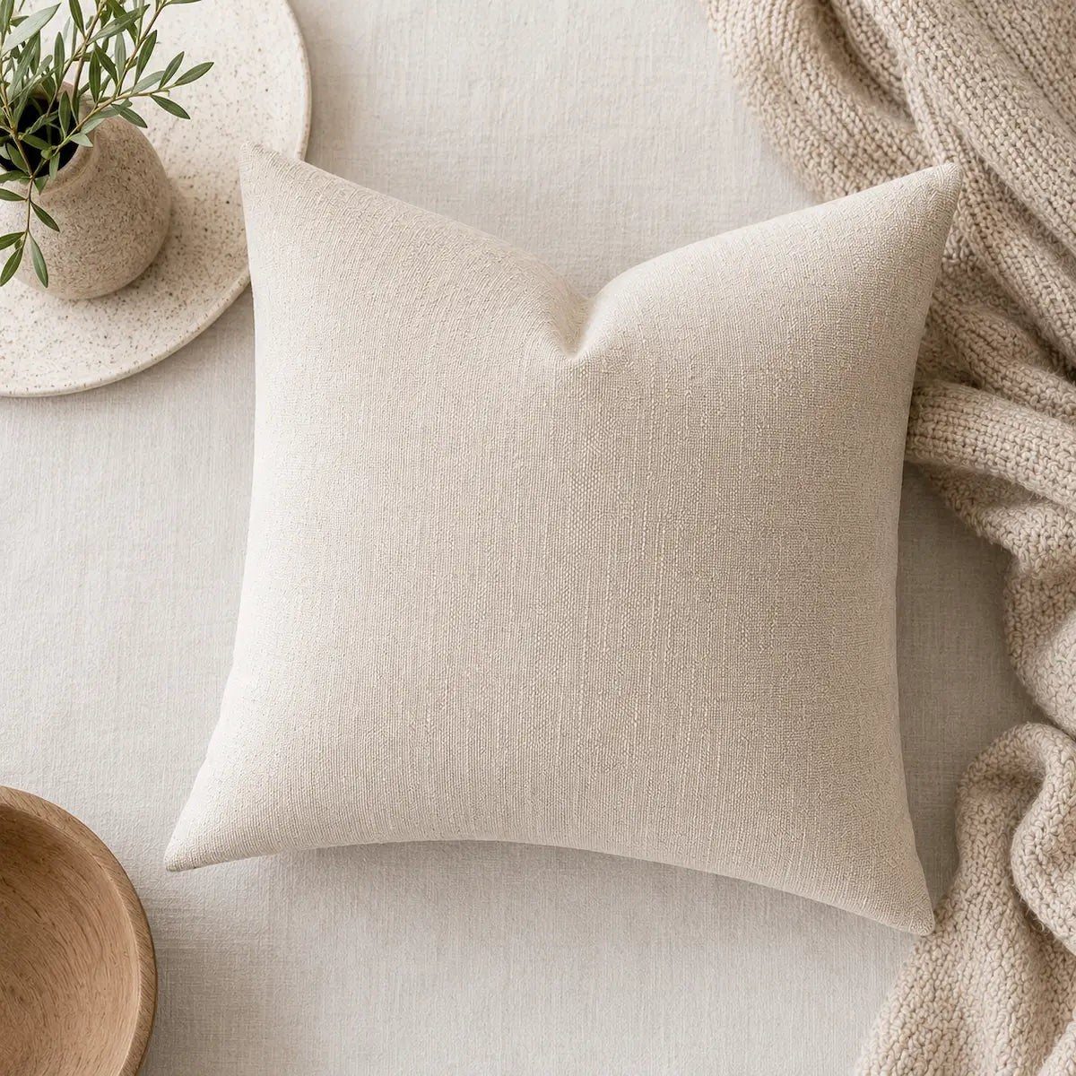 Oatfield Chenille Throw Pillow Cover 20x20 Inch — Modern Organic Accents