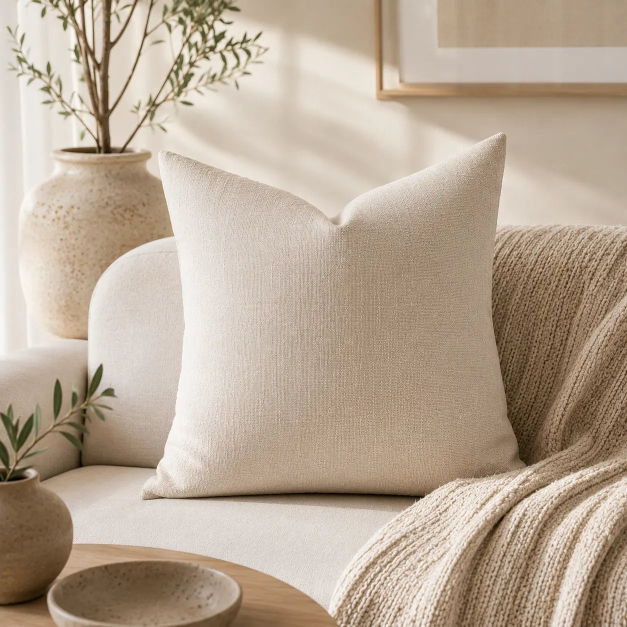 Oatfield Chenille Throw Pillow Cover 20x20 Inch — Modern Organic Accents