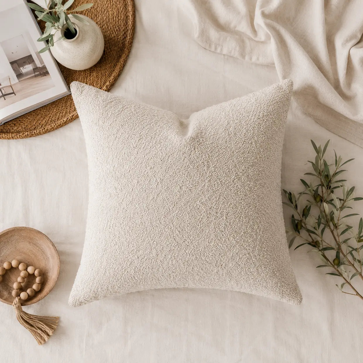 Oatmere Chenille Pillow Cover | Soft Neutral Throw Pillow Cover