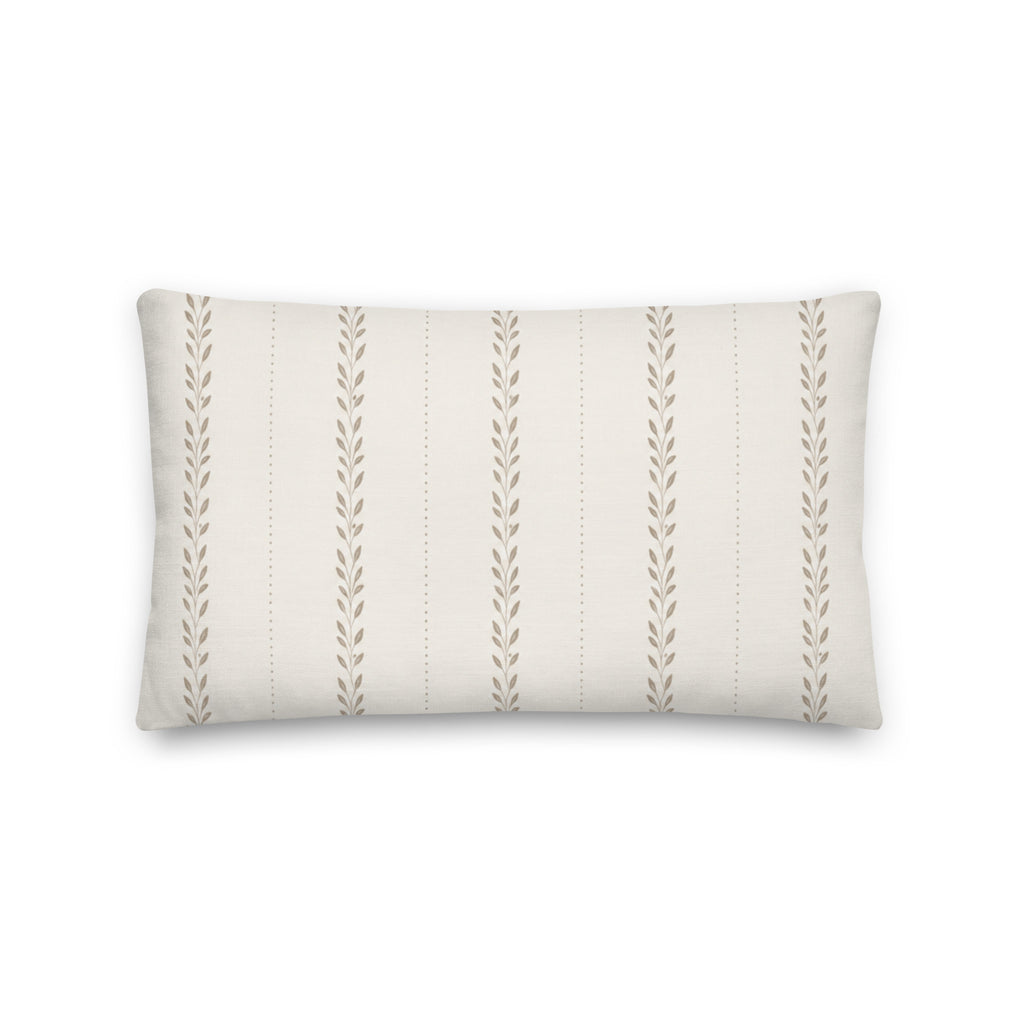 delicate floral stripes on a cream pillow