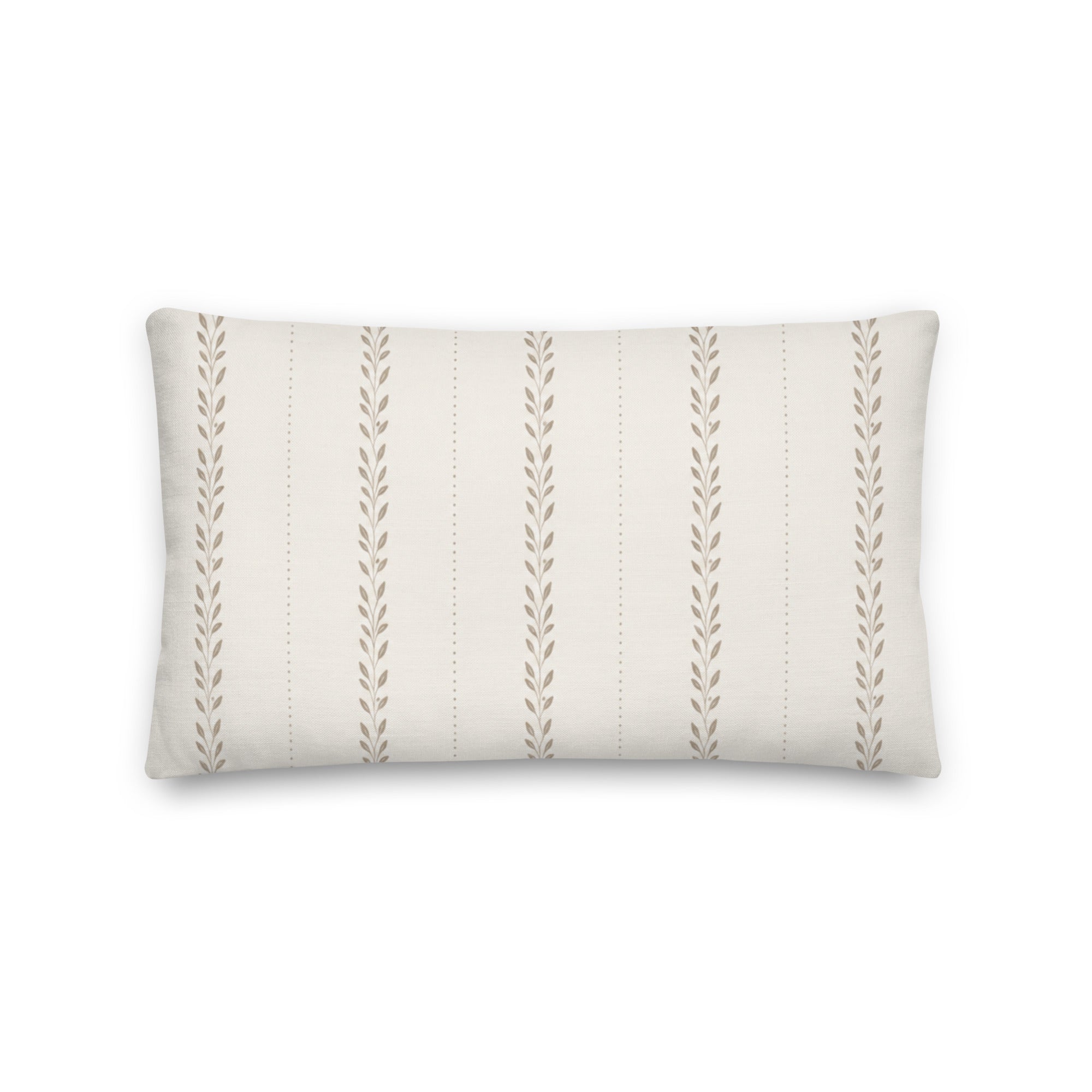 delicate floral stripes on a cream pillow