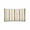 Striped pillow with green and beige pattern on a white background