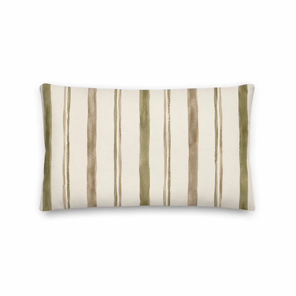 Rectangular pillow with horizontal stripes on a white background