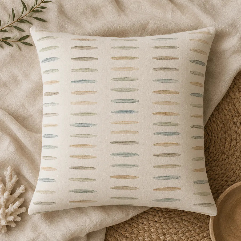 Decorative pillow with a pattern on a beige surface