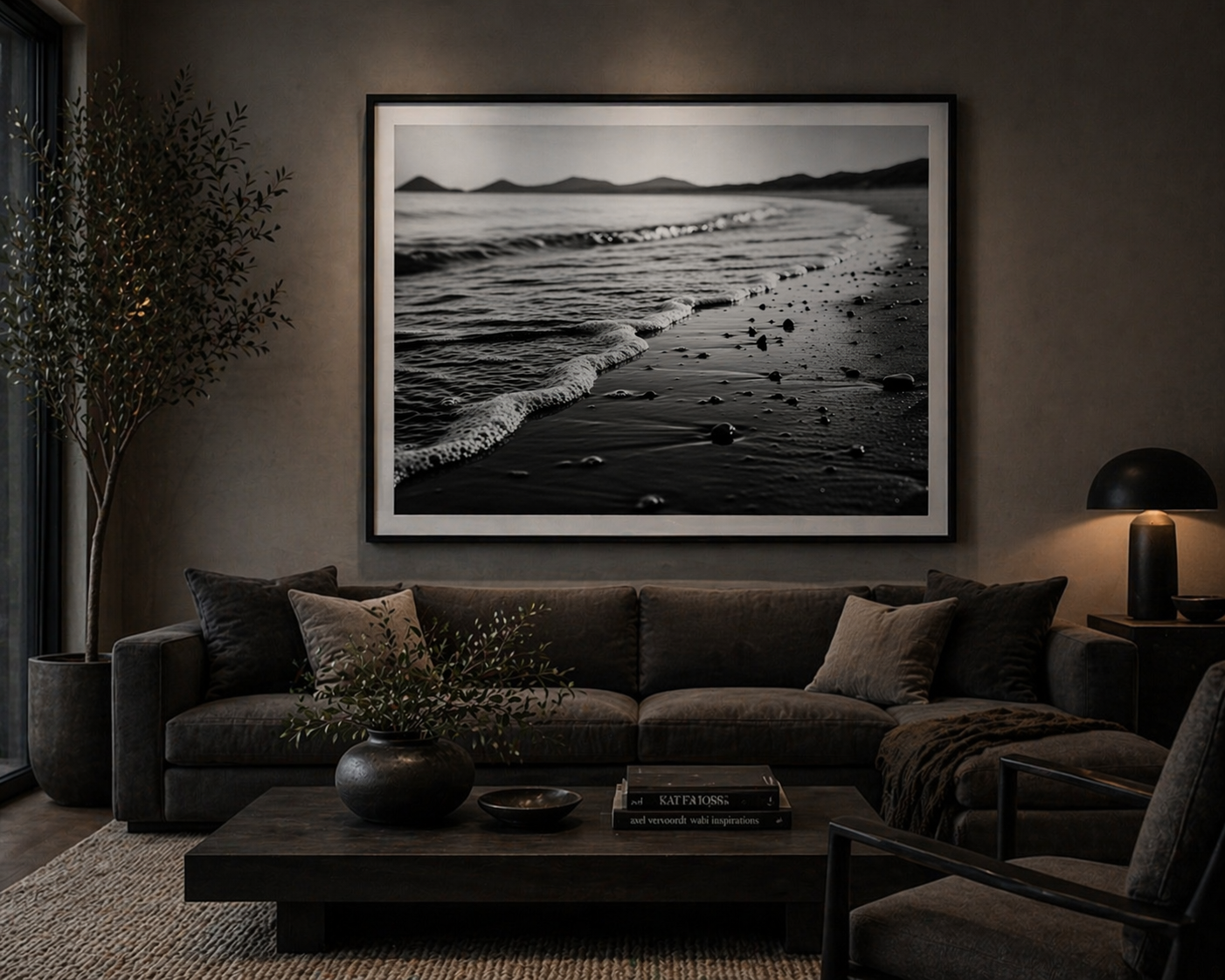 Pebble Beach – Black & White Coastal Wall Art | Framed Matte Print