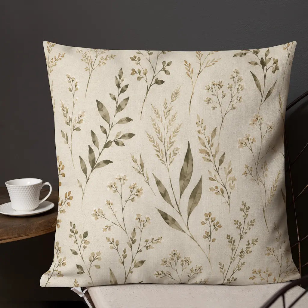 Decorative pillow with floral pattern on a dark background
