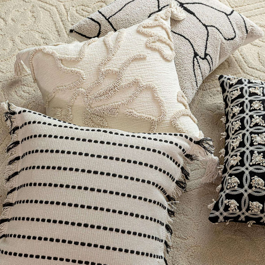 Embroidered Tassel Throw Pillow Cover | Luxury Decorative Sofa & Bedroom Cushion, 45x45cm