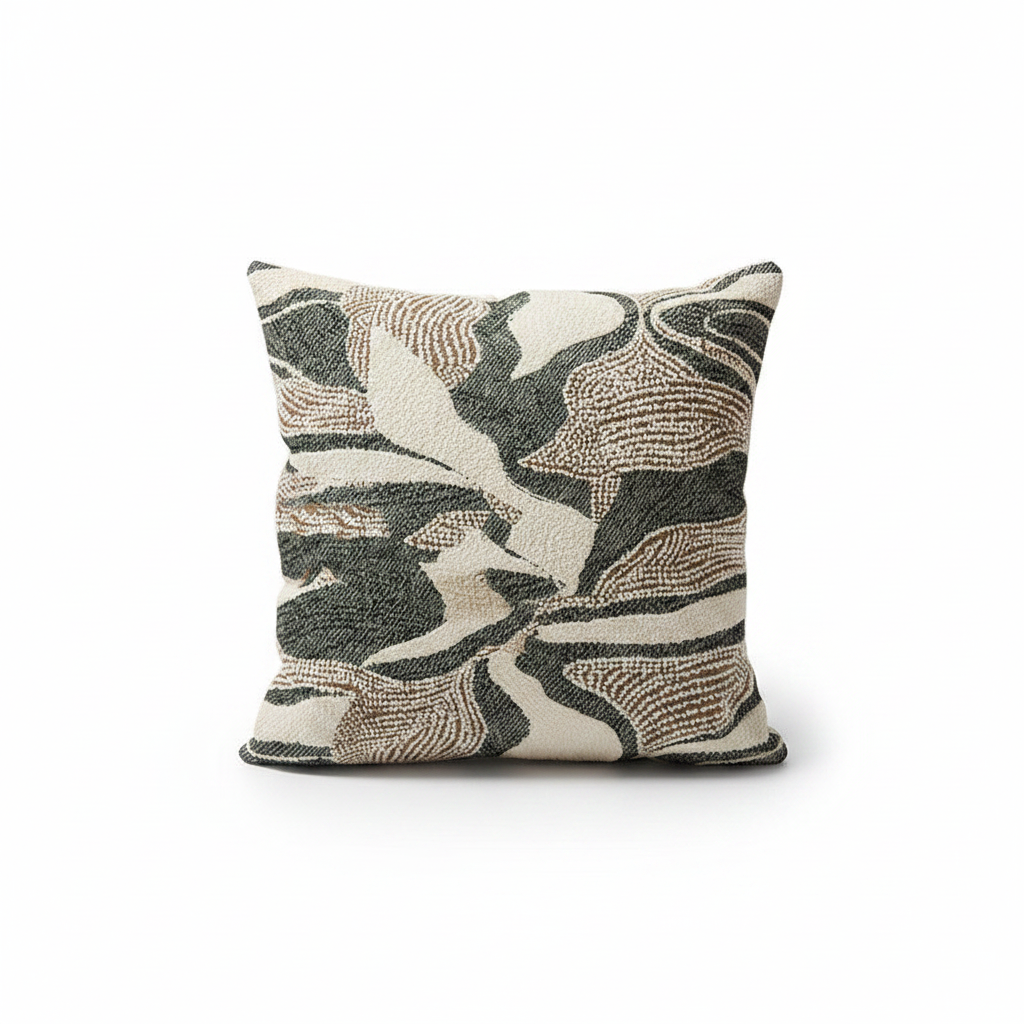 Botanical Jacquard Pillow – White Background