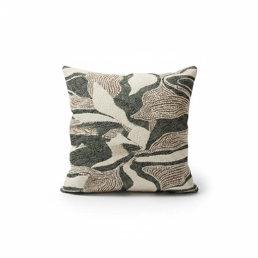 The Ebony Leaf Pillow — Botanical Jacquard Throw Pillow
