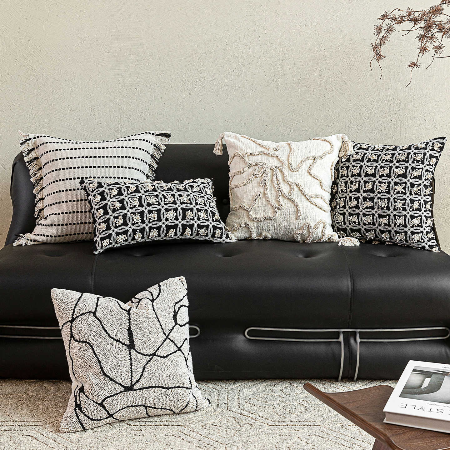 Embroidered Tassel Throw Pillow Cover | Luxury Decorative Sofa & Bedroom Cushion, 45x45cm