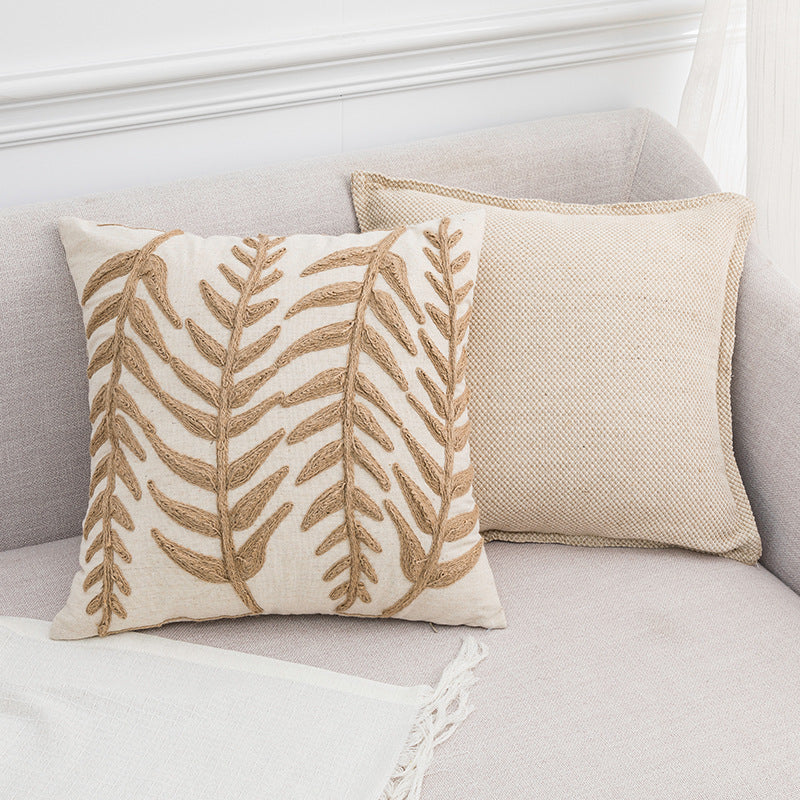 Fern Trace — Botanical Embroidered Throw Pillow Cover