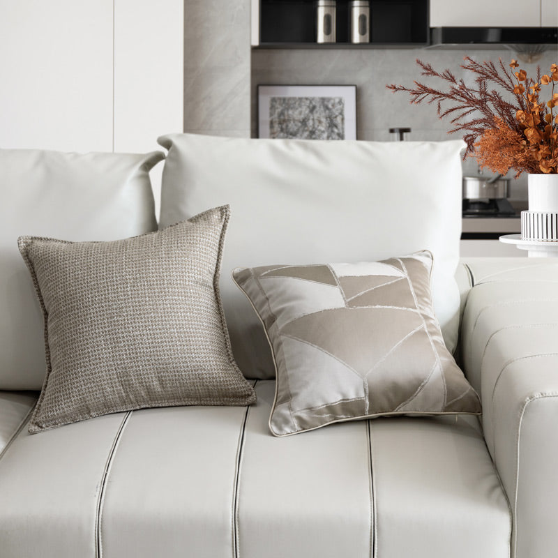 Woven Jacquard Throw Pillow Cover — Muted Earthy Tones | Modern Sofa Cushion for Living Room