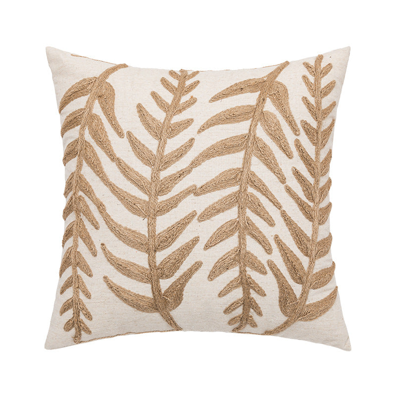 Fern Trace — Botanical Embroidered Throw Pillow Cover