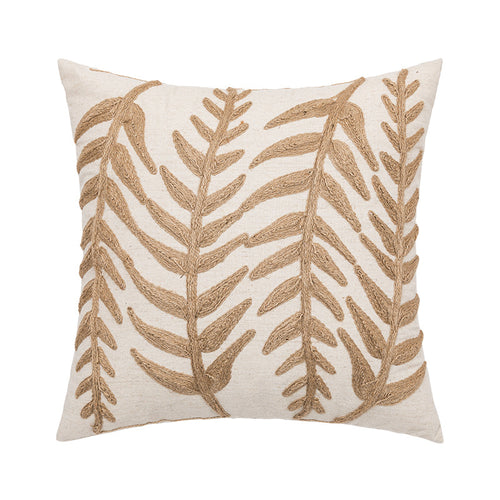 Fern Trace — Botanical Embroidered Throw Pillow Cover