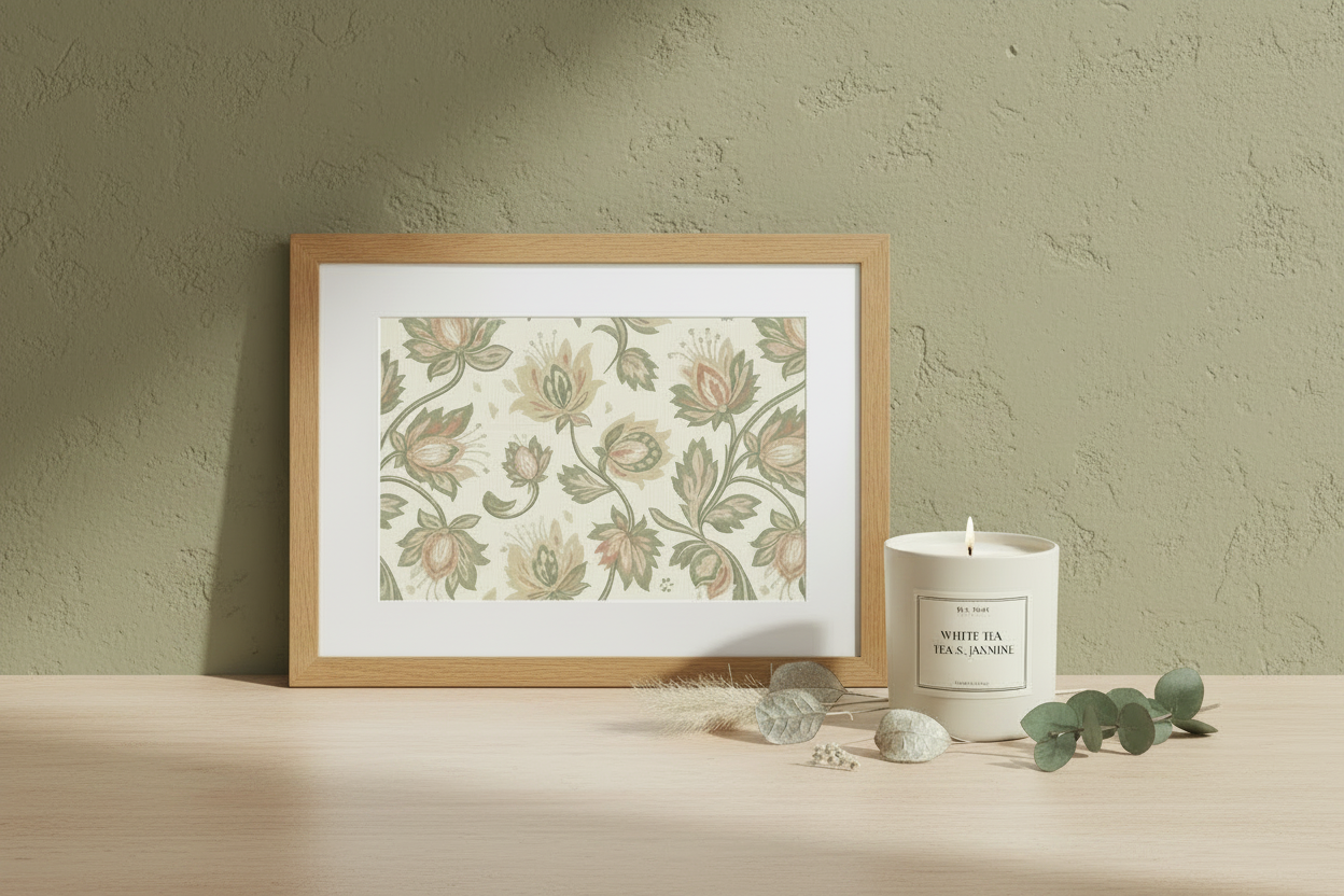 Heirloom Garden Print – Sage Wall Wooden Frame Mockup