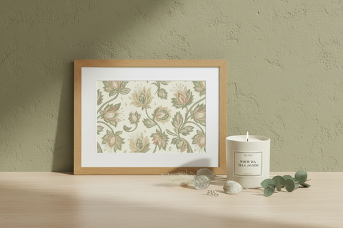Heirloom Garden Print – Sage Wall Wooden Frame Mockup