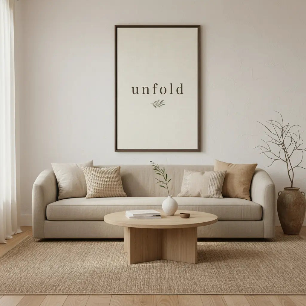 Unfold | Modern Organic Typography Wall Art in Warm Cream Tones