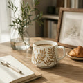 The Bean Leaf Mug — Botanical Stoneware Coffee Mug