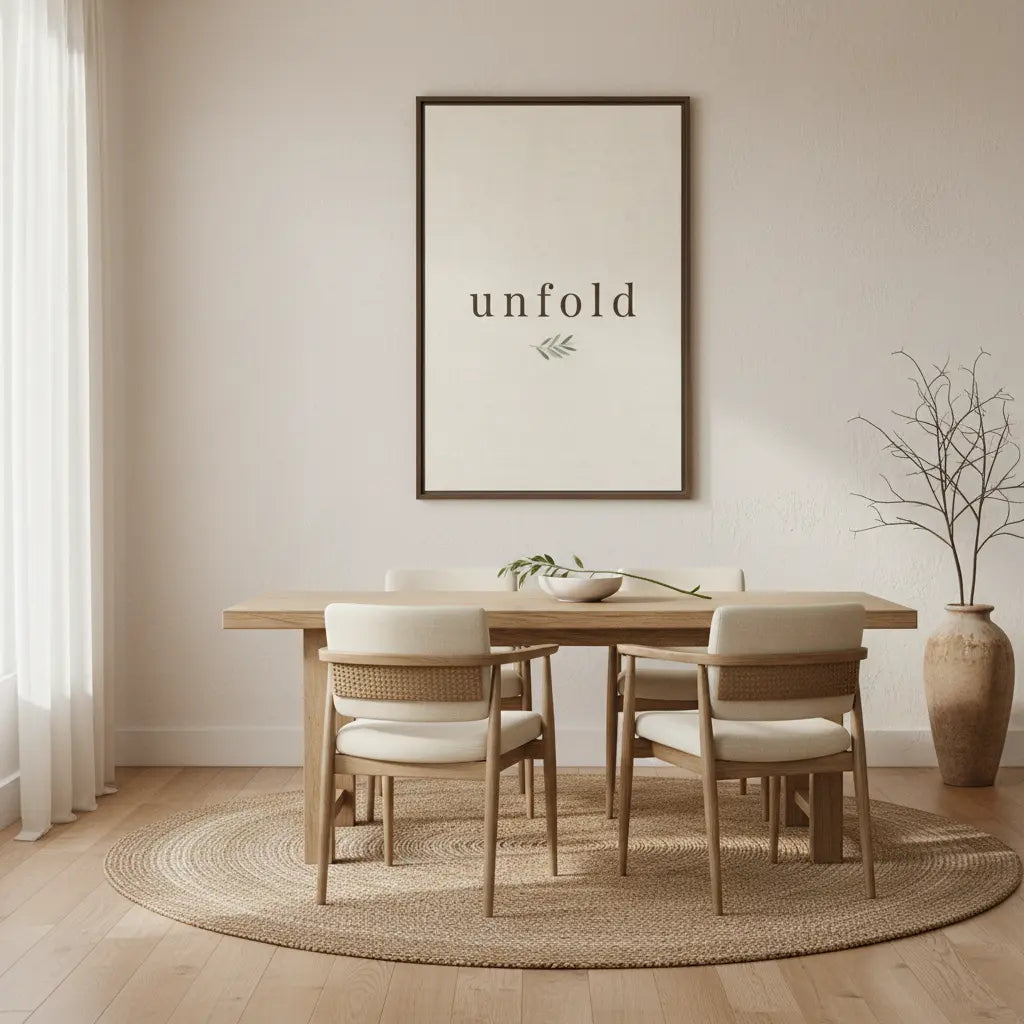 Unfold | Modern Organic Typography Wall Art in Warm Cream Tones