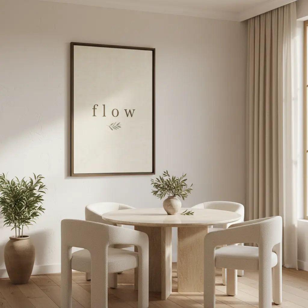 Flow | Modern Organic Typography Wall Art in Warm Cream Tones