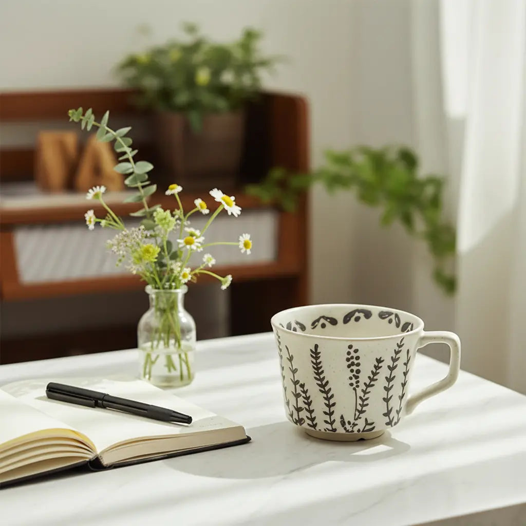 The Monaco Mug — Botanical Stoneware Coffee Mug