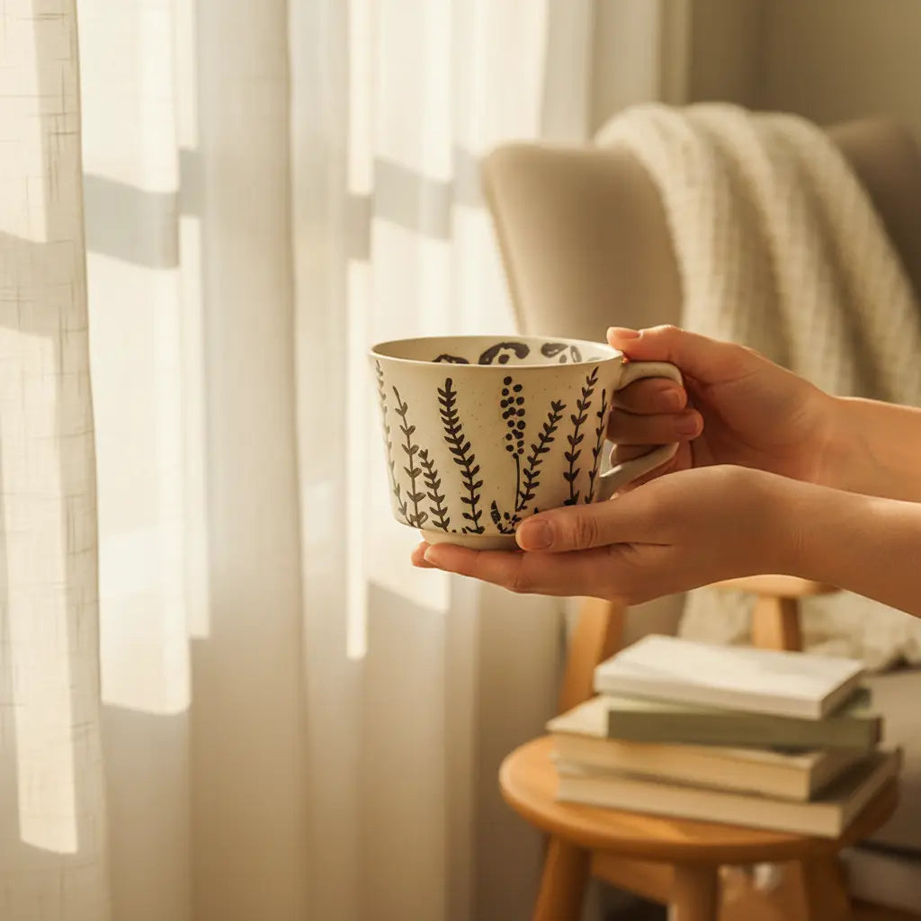 The Monaco Mug — Botanical Stoneware Coffee Mug