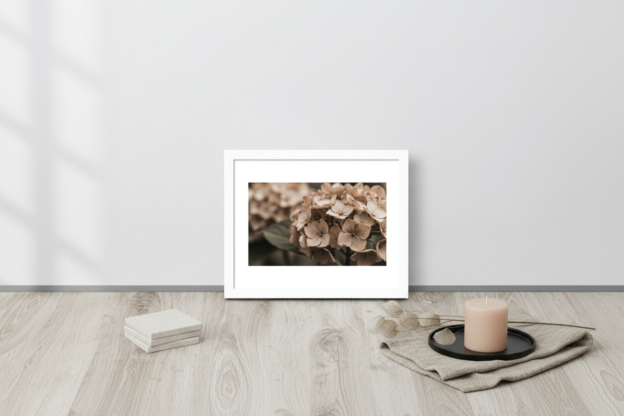 Smell of Hydrangea – Botanical Framed Wall Art | Matte Print
