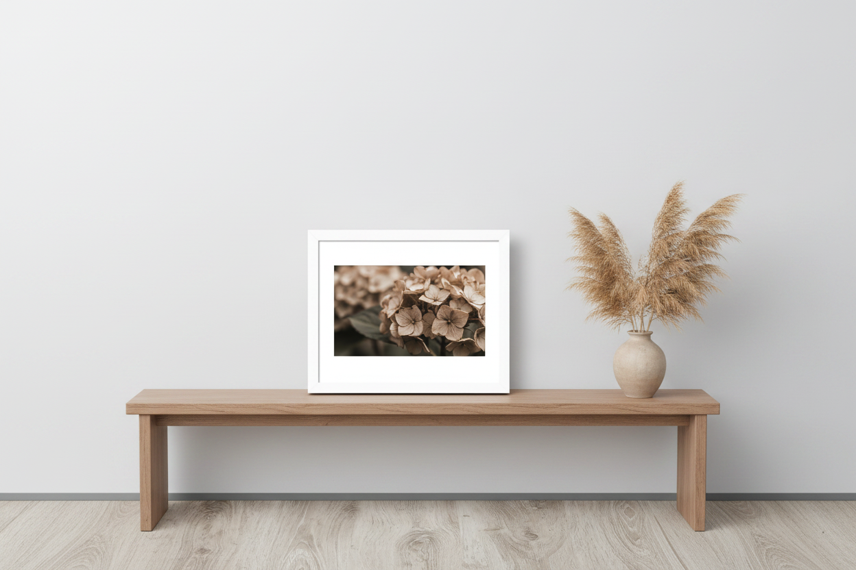 Smell of Hydrangea – Botanical Framed Wall Art | Matte Print