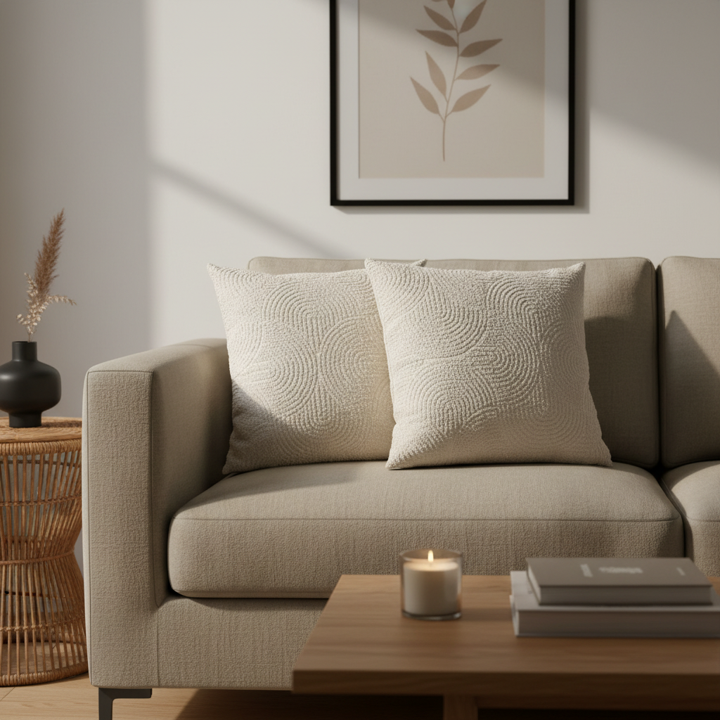 The Arc Chenille Pillow – Clean Sofa Moody Lighting