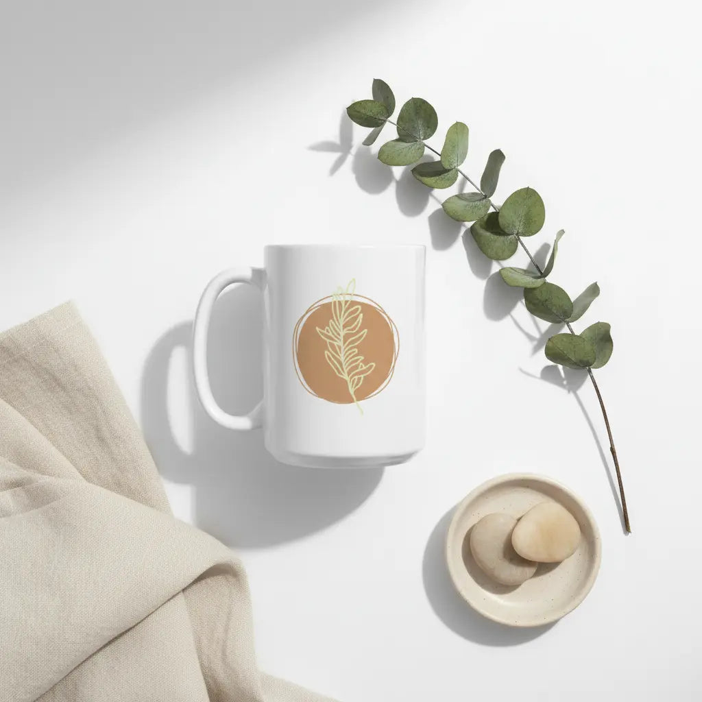 The Terra Mug — Botanical Ceramic Coffee Mug 15 oz