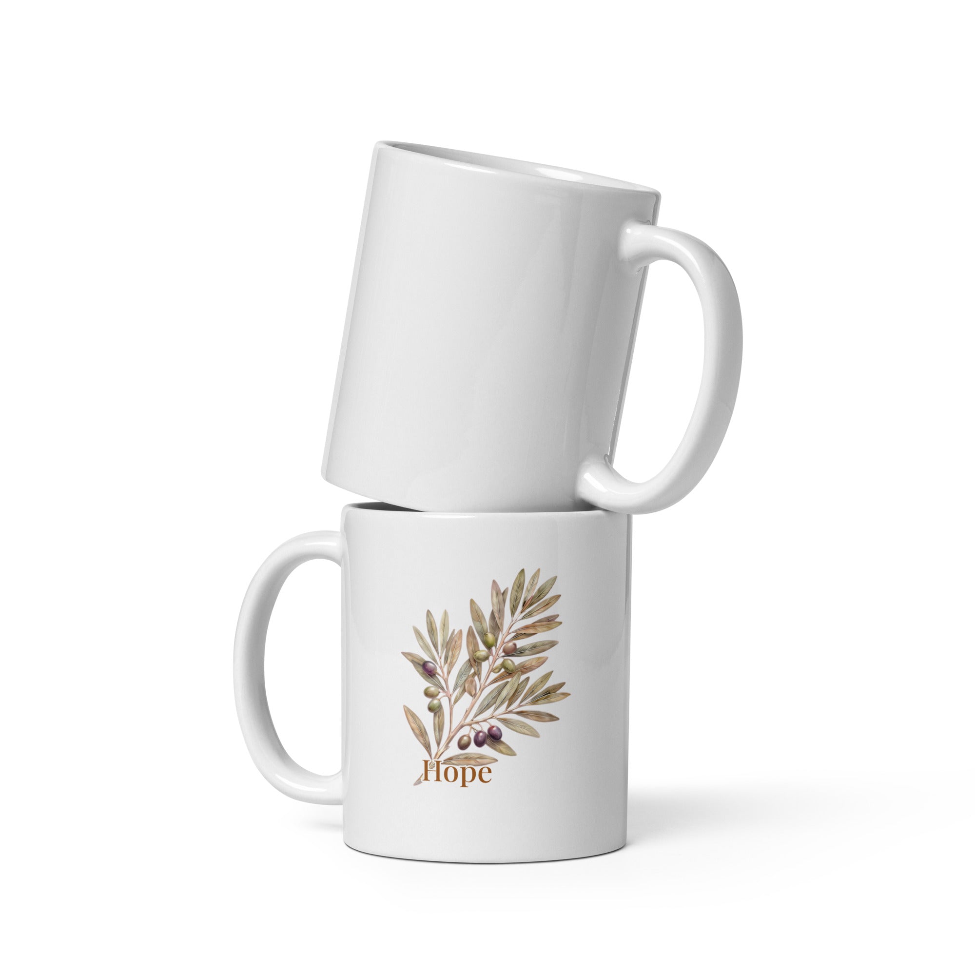 The Olive Hope Mug — Watercolor Botanical Ceramic Mug 11 oz