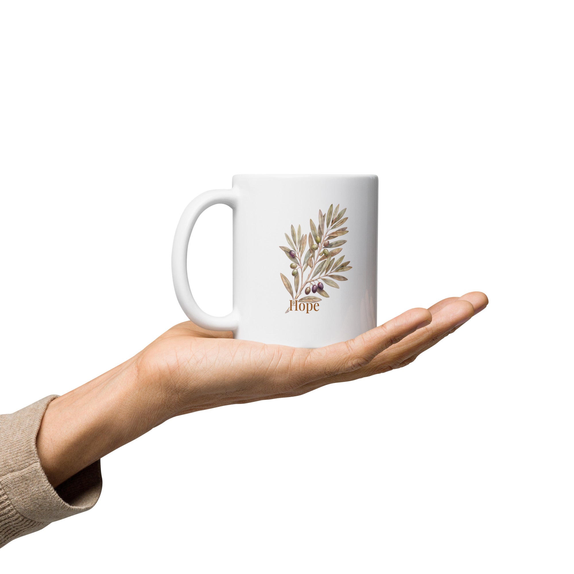 The Olive Hope Mug — Watercolor Botanical Ceramic Mug 11 oz