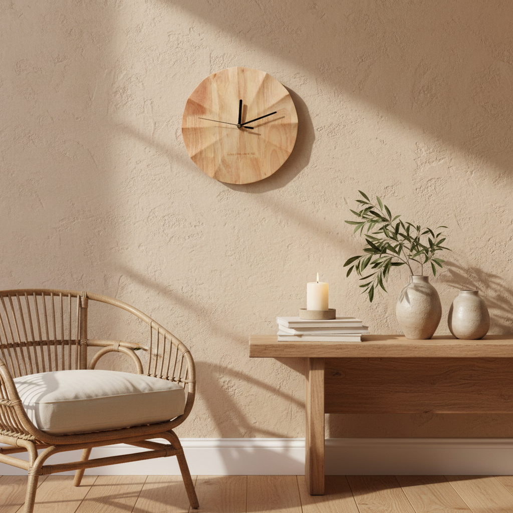Wooden Clock – Modern Organic Living Room