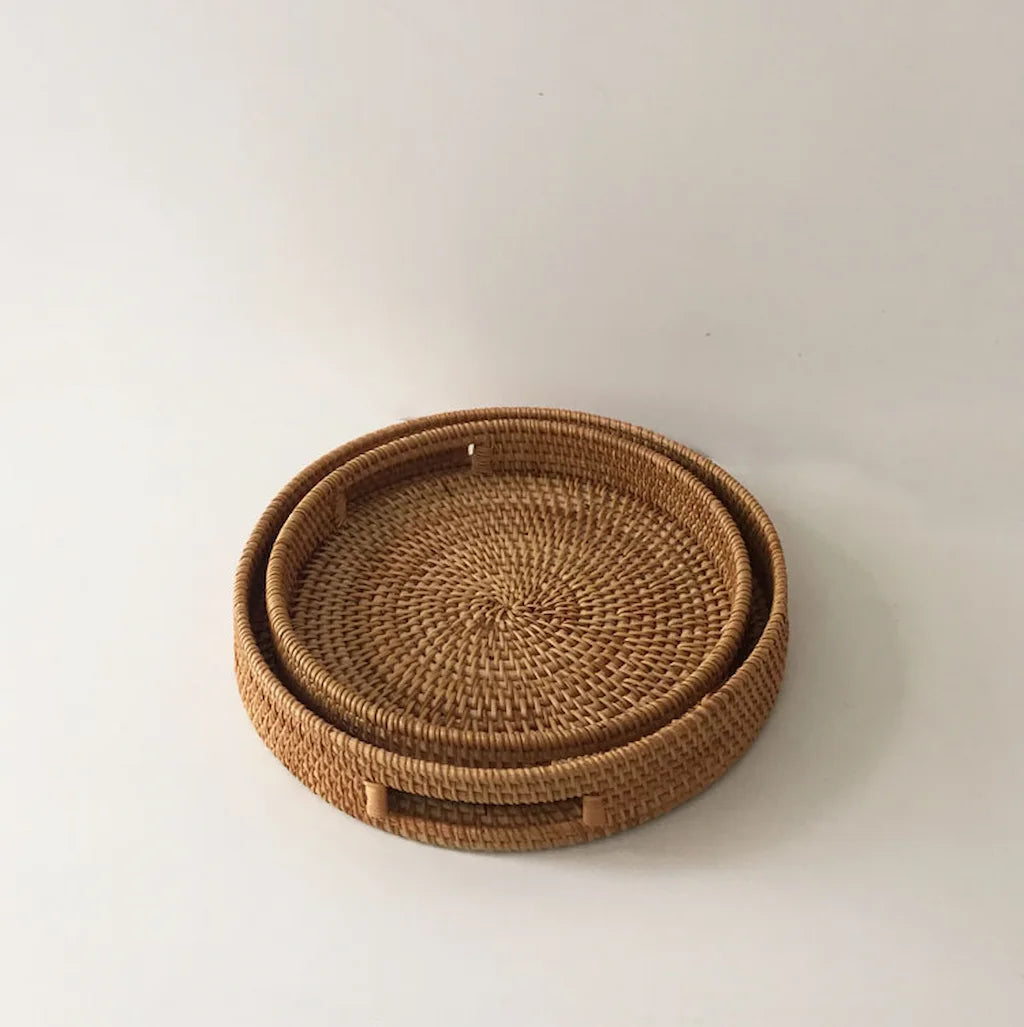 Willow Weave Tray Set | Modern Decorative Trays (Set of 2)